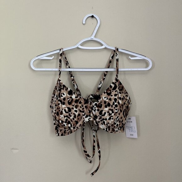 3 For $10 NWT Time And Tru Womens Medium Cheeta Print Bikini Top Spaghetti Strap - Picture 1 of 4